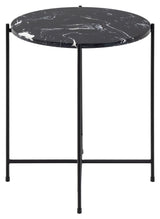 Avila sidebord, Black Art Marble, Ø42x45