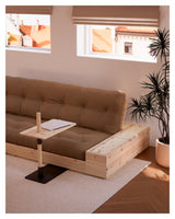 Base sofa seng med sidekasser, hvete beige/natur