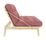 Folkesofa, furu, sorbet rosa fløyel