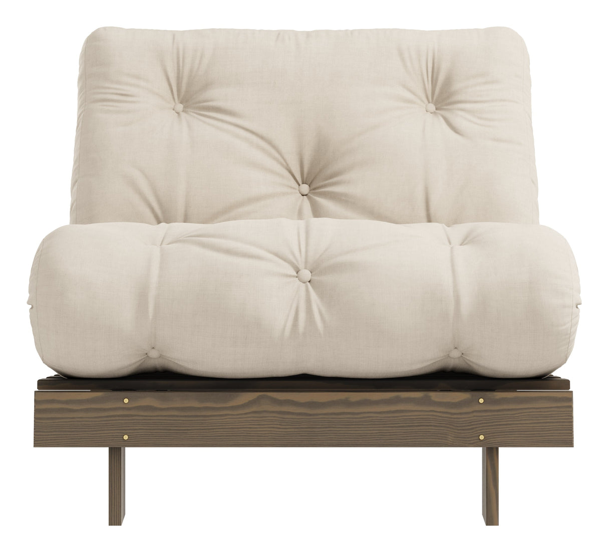 Røtter 90 sofa seng, brun lakkert furu, beige