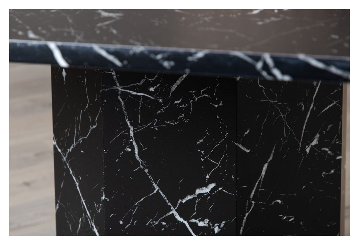 Marmor spisebord, Ø110, Black Marble Look