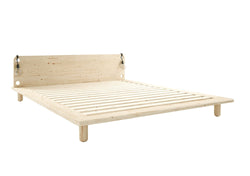 Peek Bed -ramme m/lamper, lett tre, 200x140