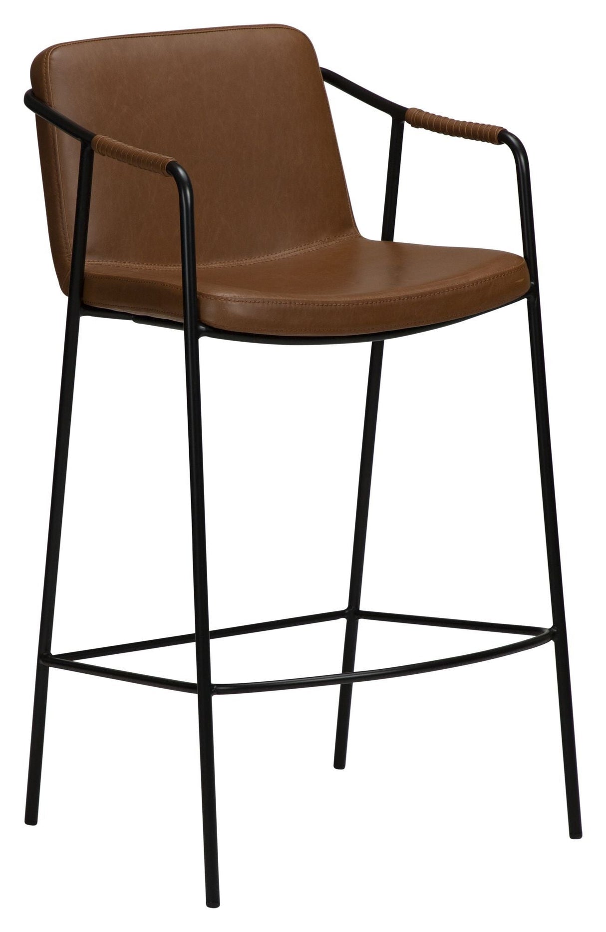 Boto Counter Chair, Vintage Light Brown Leatherette With Black Leg, SH: 67cm