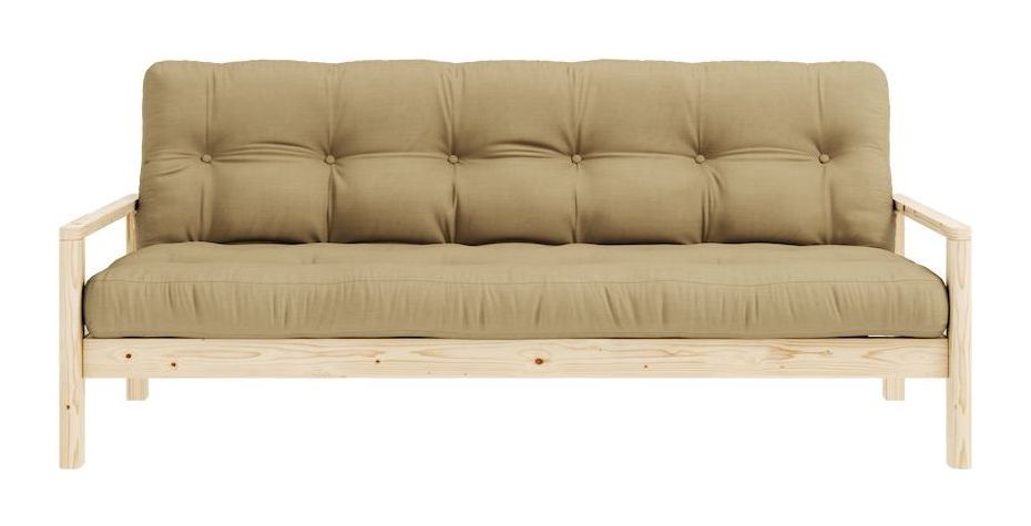 Knottesofa, lakkert furu, hvete beige