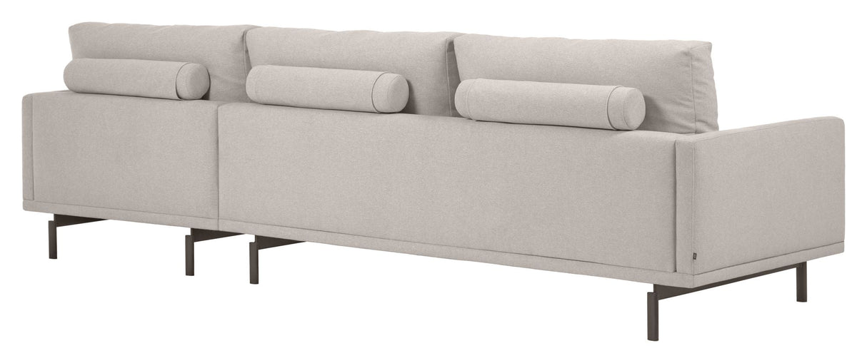 Galen 3-personer. Sofa med venstre venstre sjeselong, B254, Beige Chenille