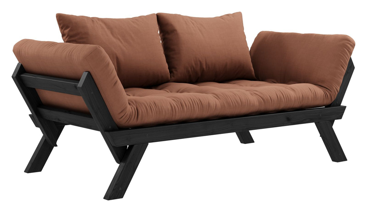 Bebop sofa seng, svart lakkert, furu/leirbrun