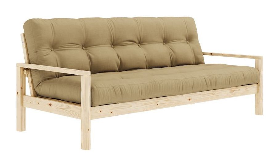 Knottesofa, lakkert furu, hvete beige