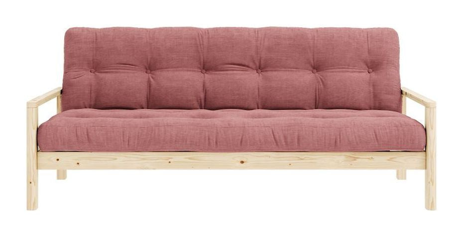 Knottesofa, lakkert furu, sorbet rosa fløyel