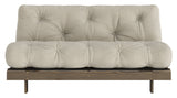 Røtter 160 sofa seng, brun lakkert furu, lin