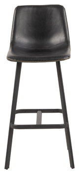 I_oregon barstool, pu vintage skinn ser svart