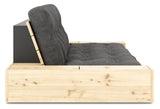 Base sofa seng med sidekasser, trekull/natur