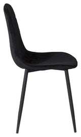 Polar Diamond Dining Chair, Black Velvet med Black Metal Legs