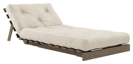 Røtter 90 sofa seng, brun lakkert furu, beige