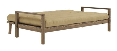 Knottesofa, brun lakkert furu, hvete beige