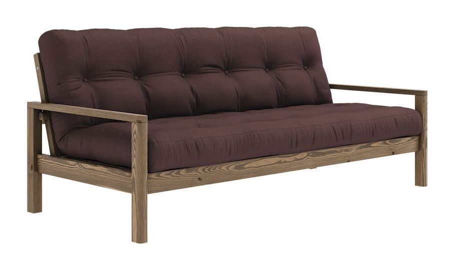 Knottesofa, brun lakkert furu, brun