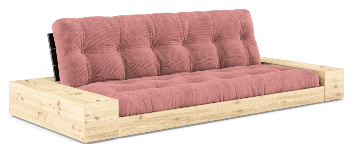 Basesofa med sidekasser, sorbet rosa/svart