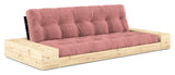 Basesofa med sidekasser, sorbet rosa/svart