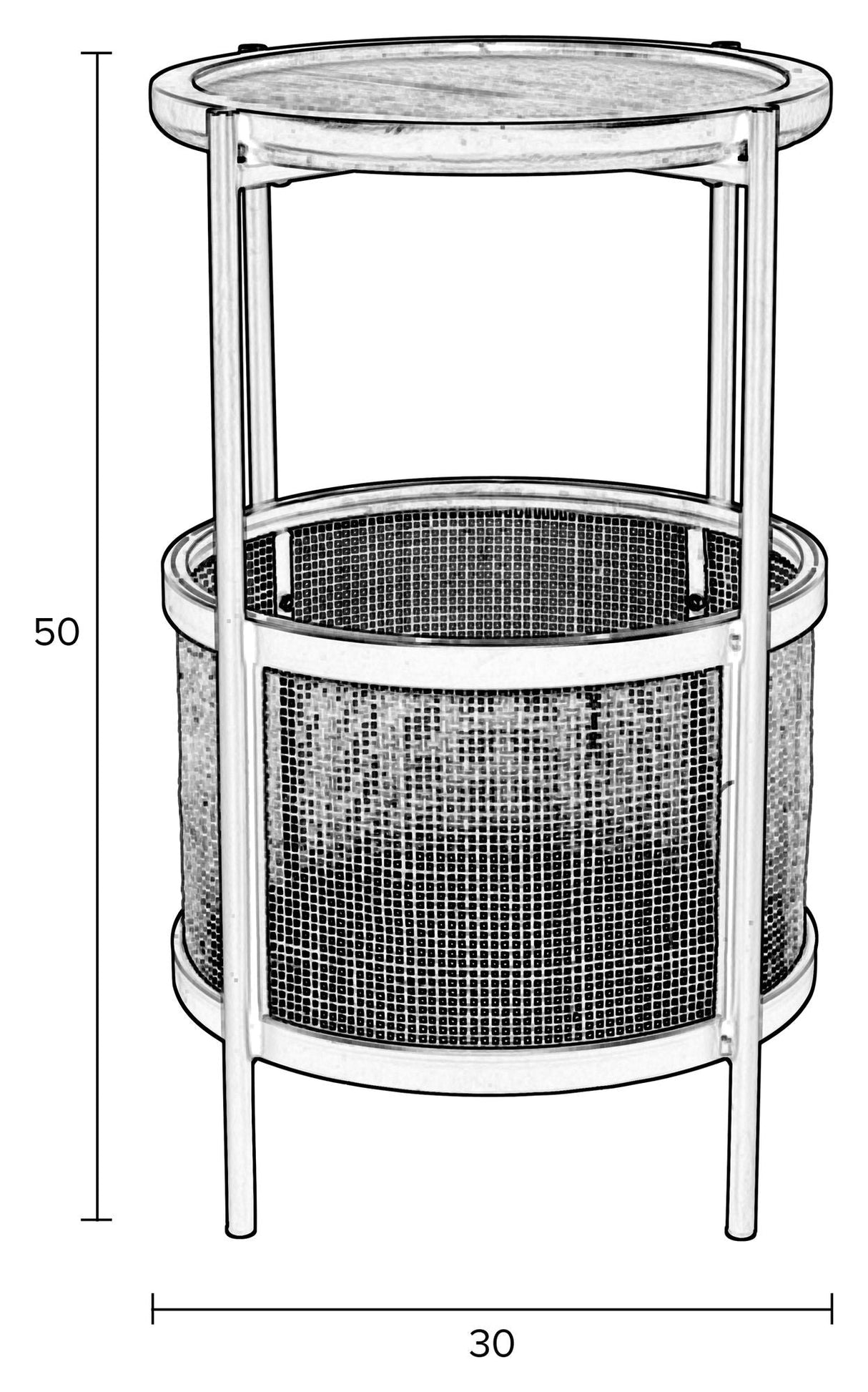 homii makato sidebord Ø30, svart/natur