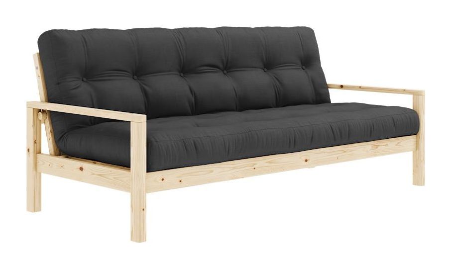 Knottesofa, lakkert furu, mørk grå