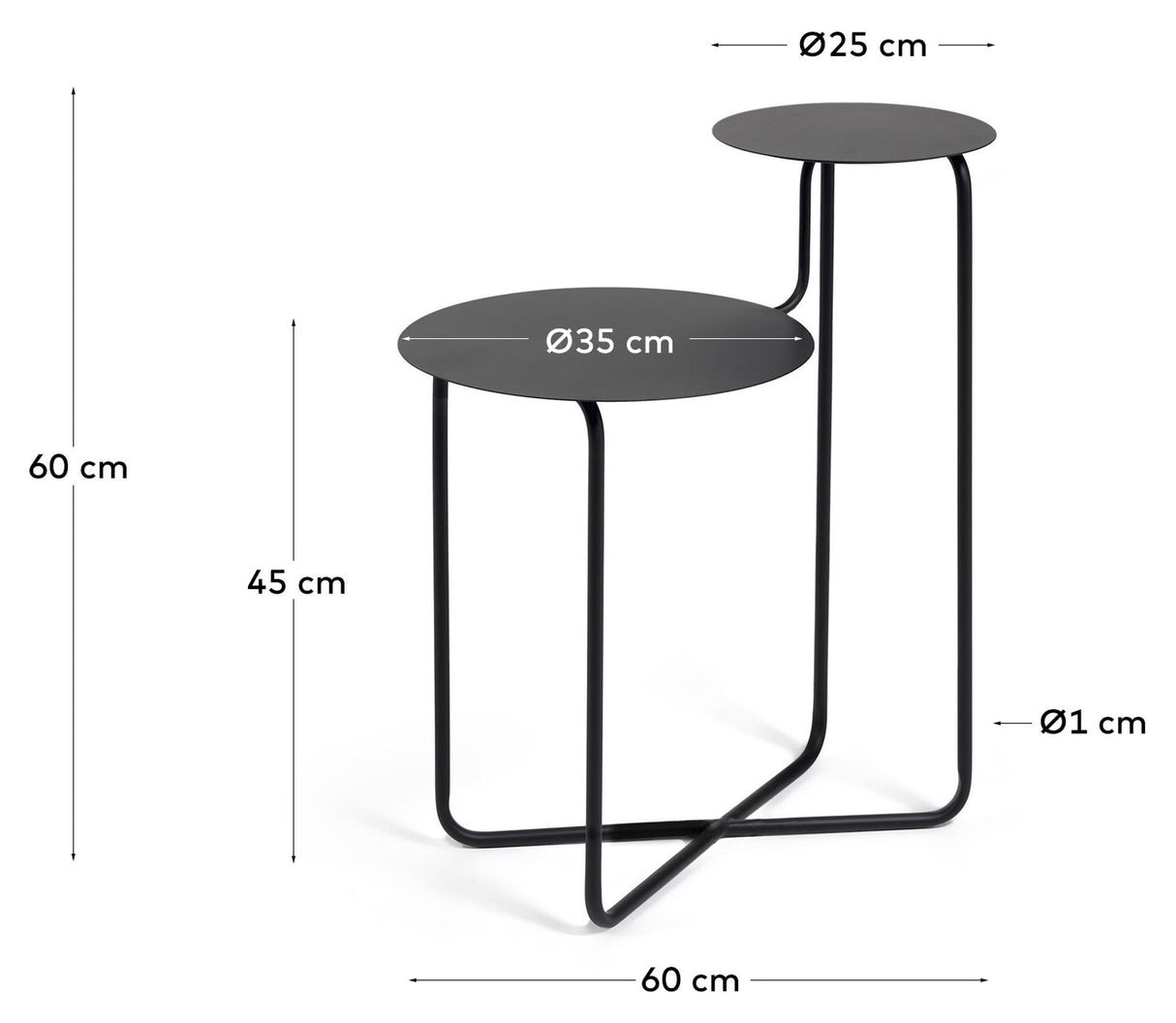 Vidalita sidebord - Black Metal, Ø60