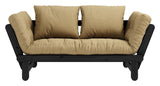 Pisk sofa -seng, svart lakkert, furu/hvete beige