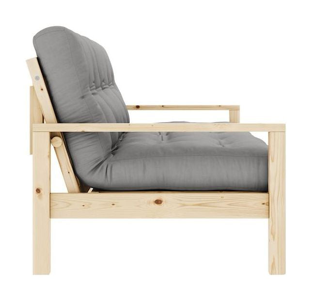 Knottesofa, lakkert furu, grå