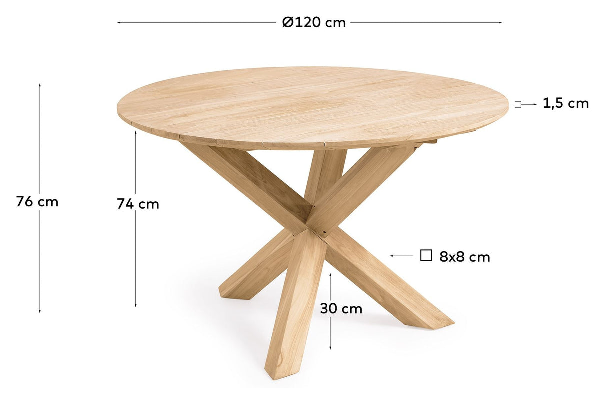 Teresinha Round Garden Table, Solid Teak, Ø120