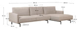 Galen 3-personer. Sofa med høyre vender langs langs lang, B254, Beige Chenille