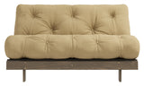 Røtter 140 sofa seng, brun lakkert furu, hvete beige