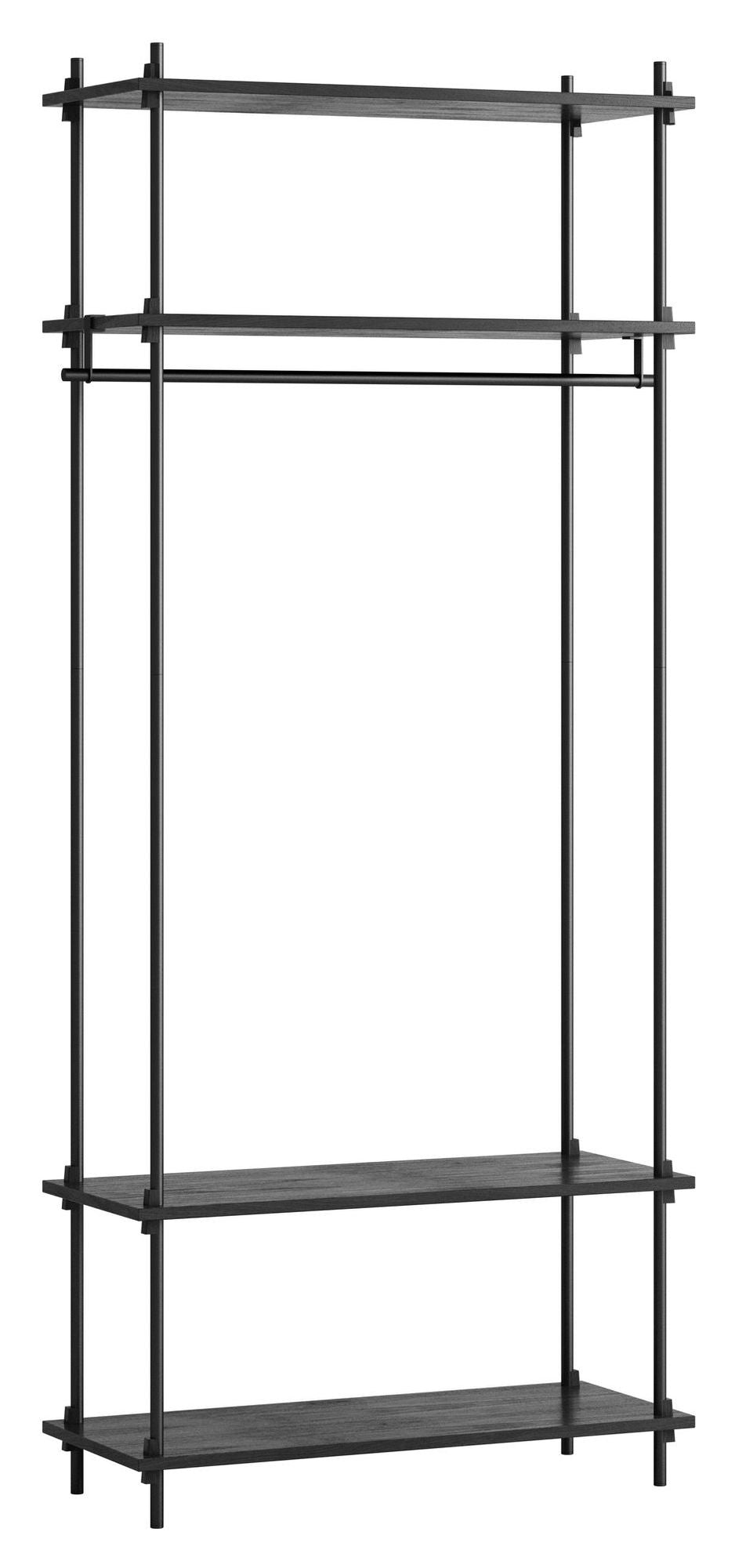 Hyllingssystem w. Bar, 1 bukt, 4 hyller, h: 200, svart/svart