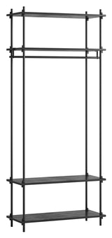 Hyllingssystem w. Bar, 1 bukt, 4 hyller, h: 200, svart/svart