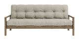 Knottesofa, brun lakkert furu, lin