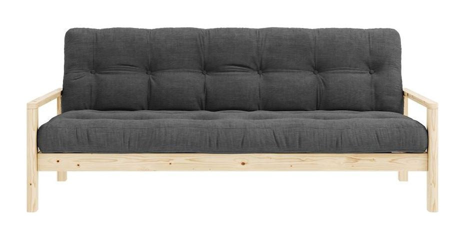 Knottesofa, lakkert furu, mørk grå fløyel