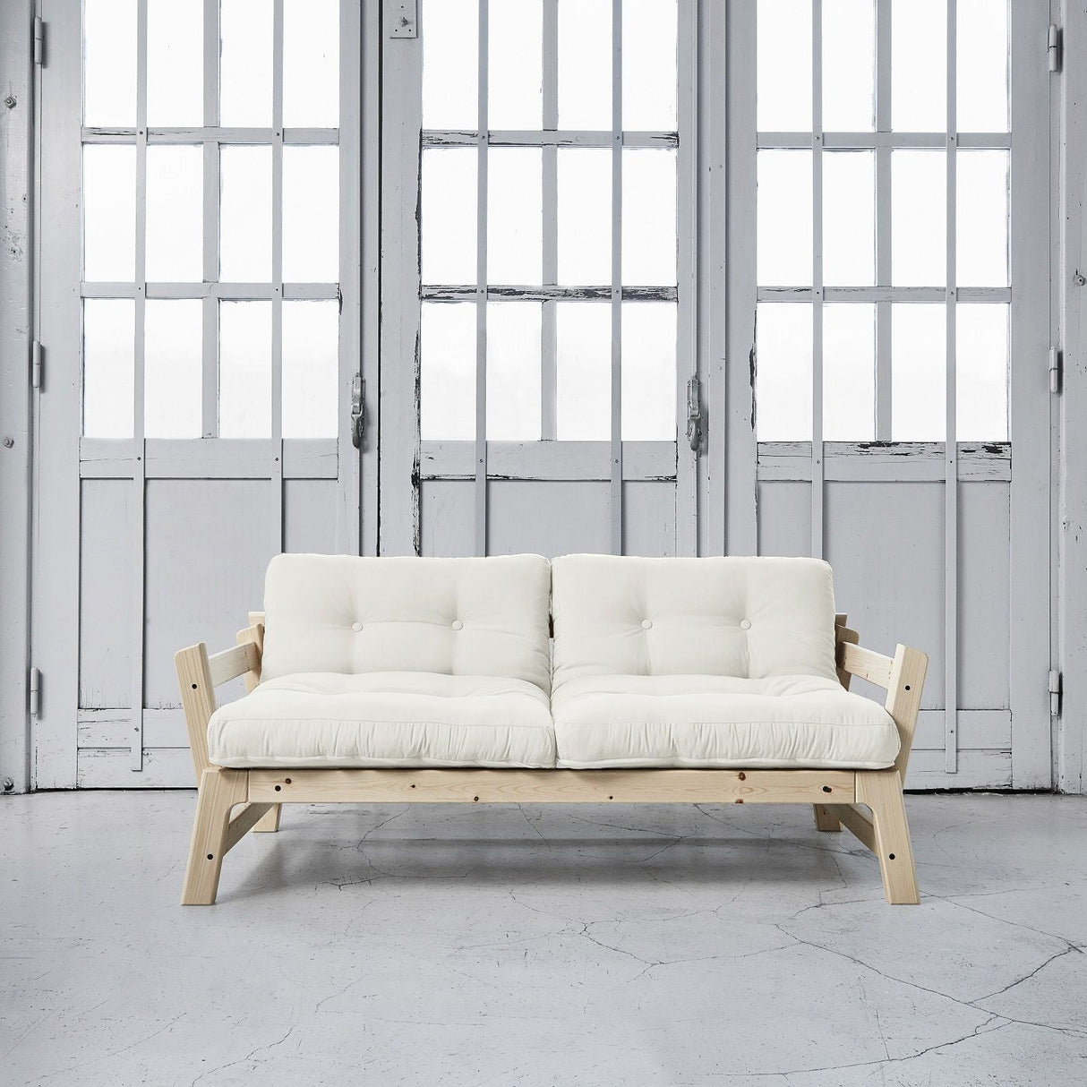 Trinnsofa seng, 200, furu/off-white