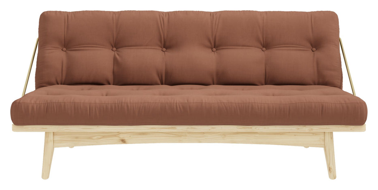 Folkesofa, furu/leirbrun