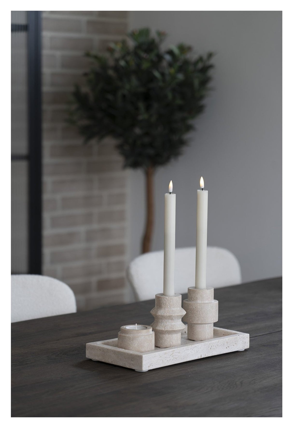 Tealight Holder, sett med 2, natur