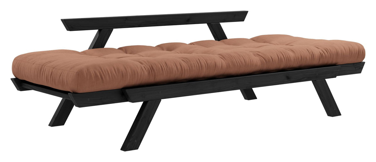 Bebop sofa seng, svart lakkert, furu/leirbrun