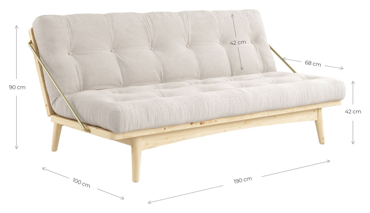 Folkesofa, furu/beige