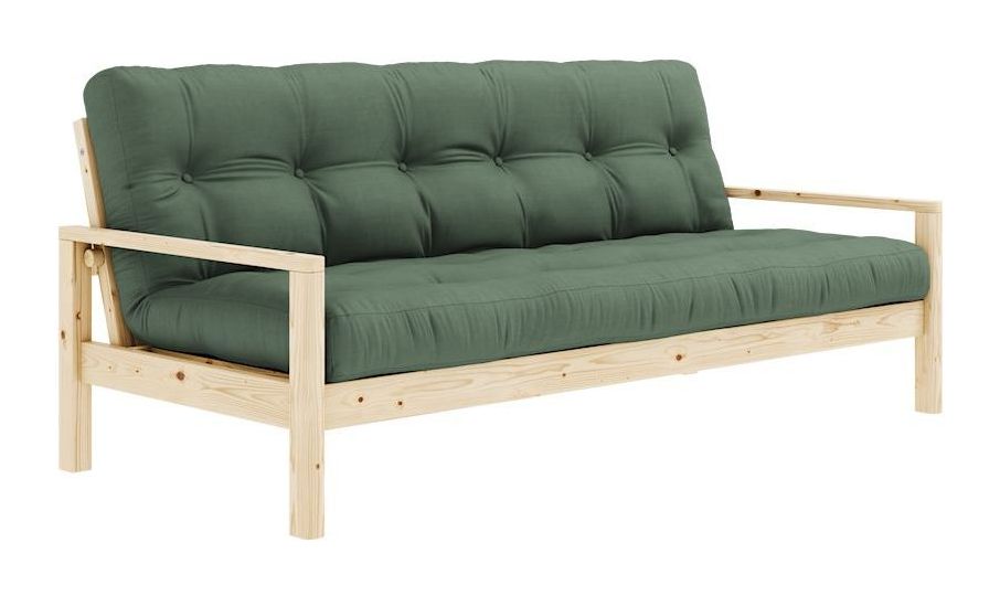 Knottesofa, lakkert furu, olivengrønn