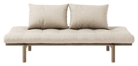 Tempo dagsengsofa, brun lakkert furu, beige