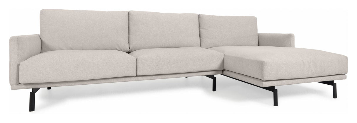 Galen 3-personer. Sofa med venstre venstre sjeselong, B254, Beige Chenille