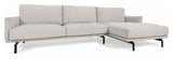 Galen 3-personer. Sofa med venstre venstre sjeselong, B254, Beige Chenille