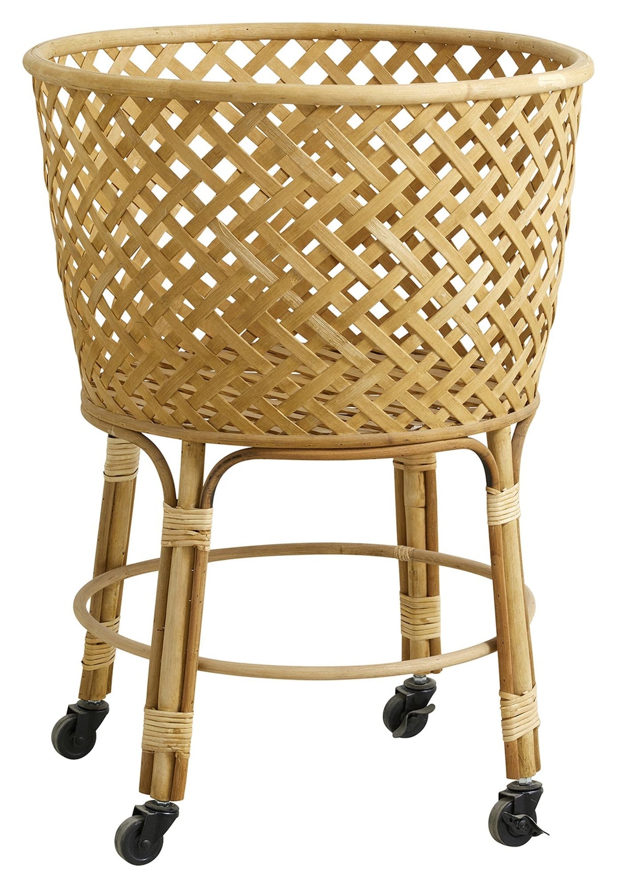 Nordal Arvi Basket m/hjul - Bambus/Rattan, Ø57,5