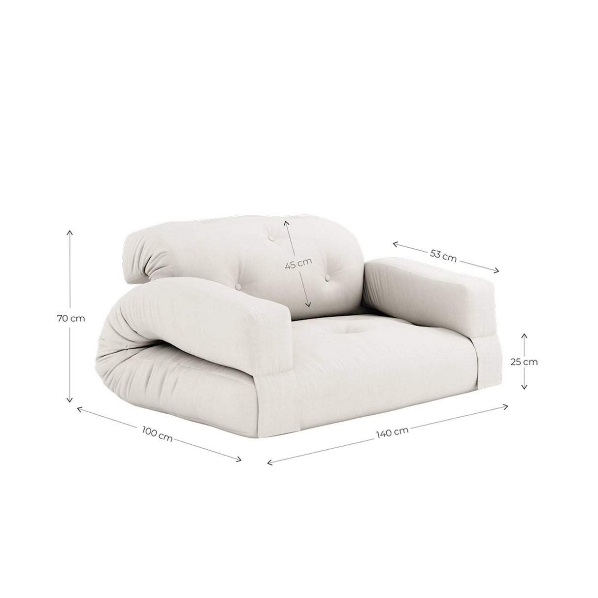 Flodhest, sofa seng - hvete beige