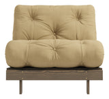 Røtter 90 sofa seng, brun lakkert furu, hvete beige