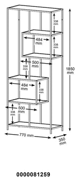 Seaford Assymetric Shelf Black, w. 4 hyller