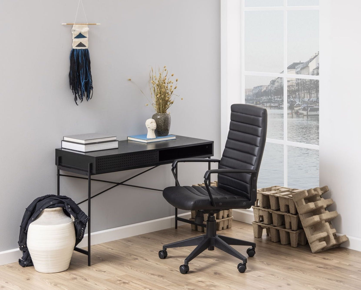 Charles Office Chair, Black Leather Look