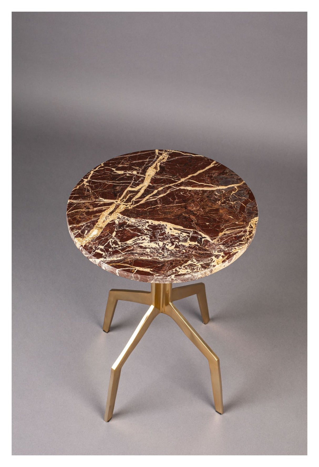 Dutchbone Maral Side Table - Reddish -Brown Marble, Ø39