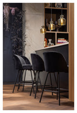 Vogue Bar Stool 65 - Black Velor, SH: 64cm