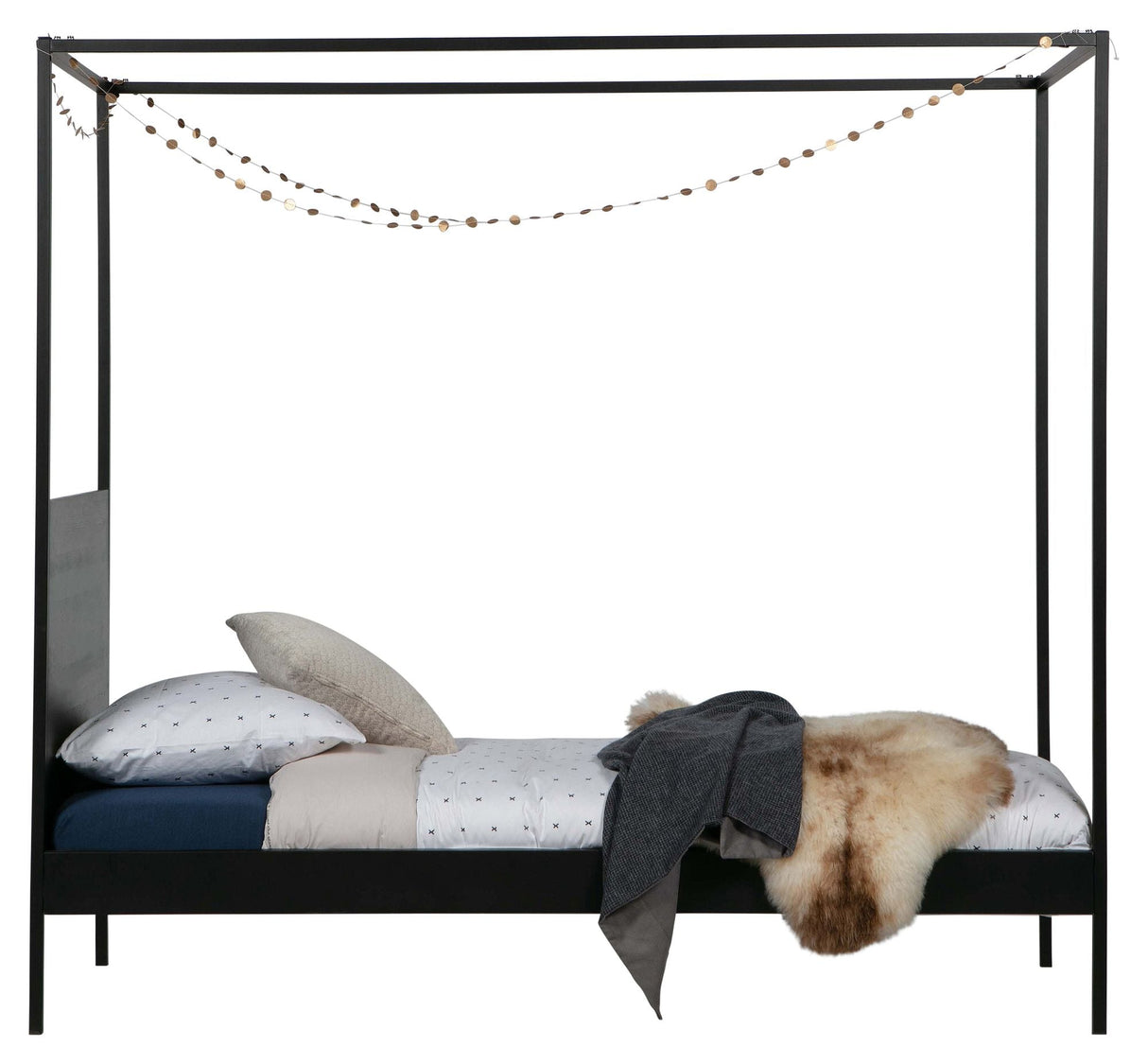 Woood Dani Bed Frame - Black Metal, 200x90